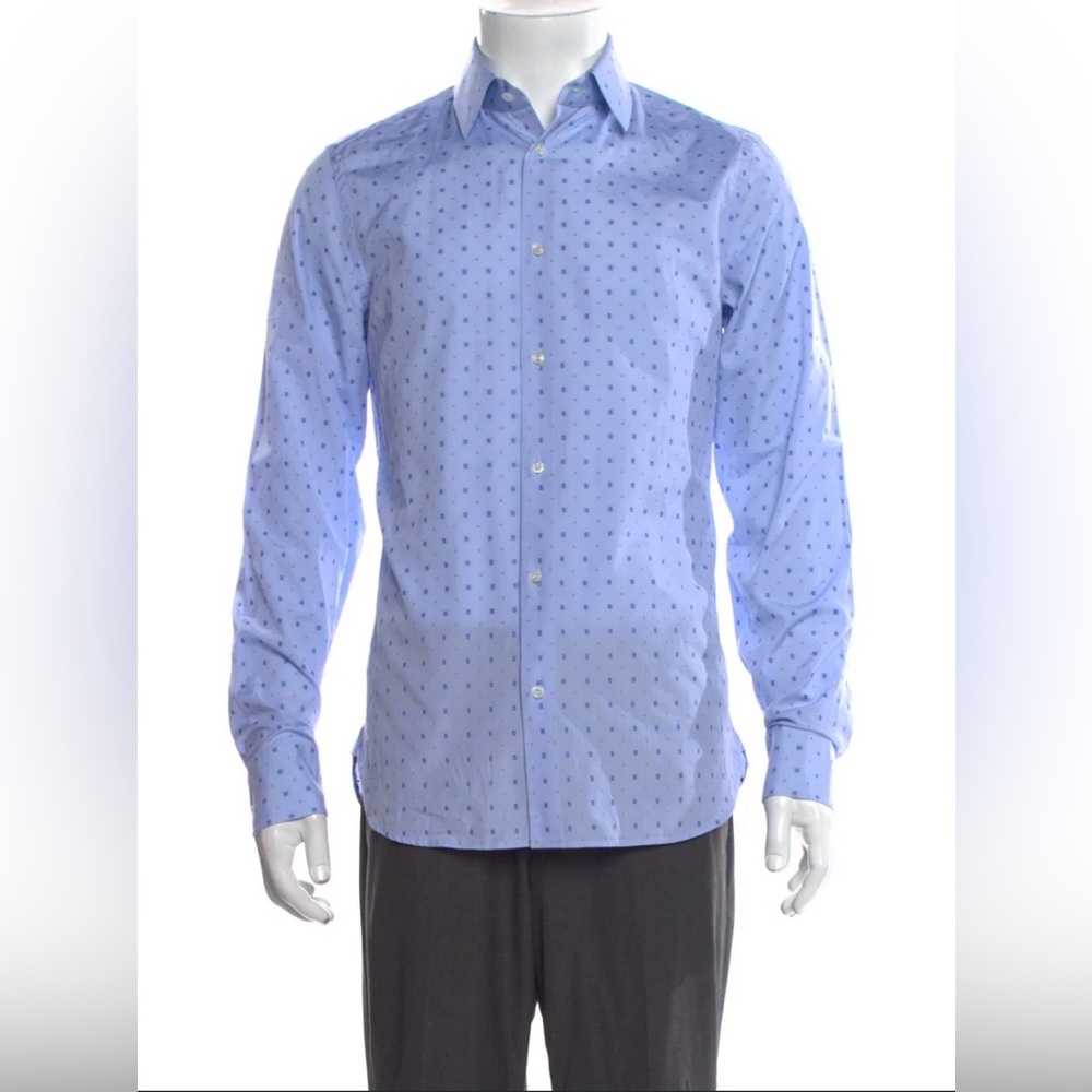 Men's Light Blue Printed Dress Gucci Shirt